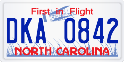 NC license plate DKA0842