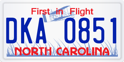 NC license plate DKA0851