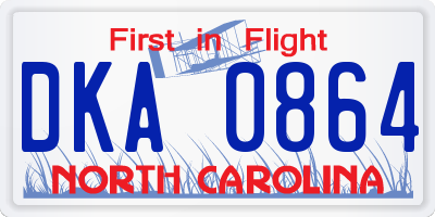 NC license plate DKA0864