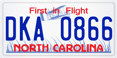 NC license plate DKA0866