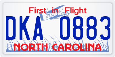 NC license plate DKA0883