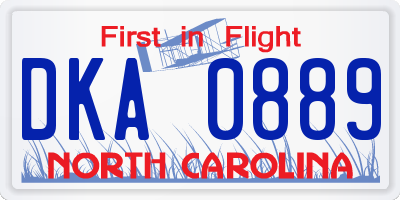 NC license plate DKA0889