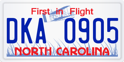 NC license plate DKA0905