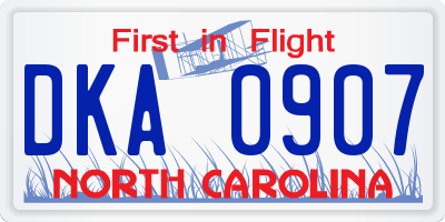 NC license plate DKA0907