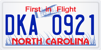 NC license plate DKA0921
