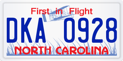 NC license plate DKA0928