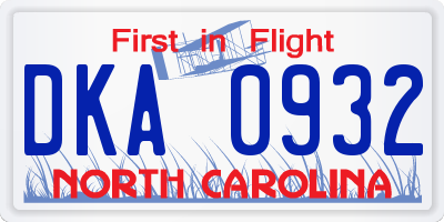 NC license plate DKA0932