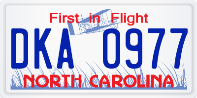 NC license plate DKA0977