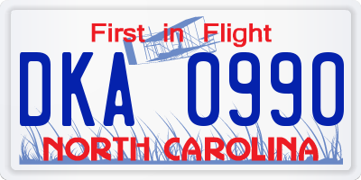 NC license plate DKA0990