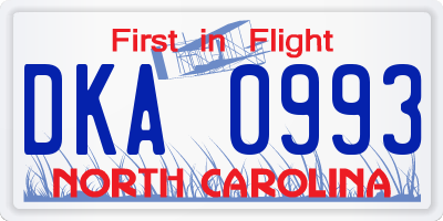 NC license plate DKA0993