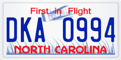 NC license plate DKA0994