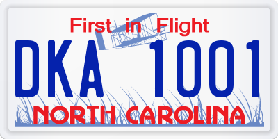 NC license plate DKA1001