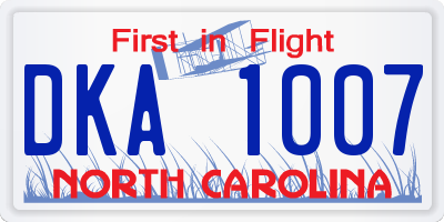 NC license plate DKA1007