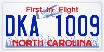 NC license plate DKA1009