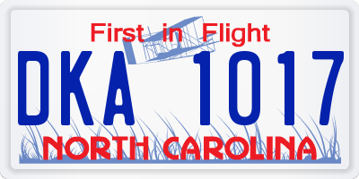 NC license plate DKA1017