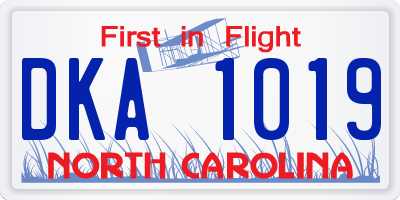 NC license plate DKA1019