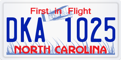 NC license plate DKA1025