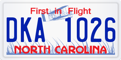 NC license plate DKA1026