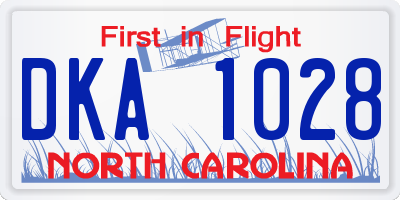 NC license plate DKA1028