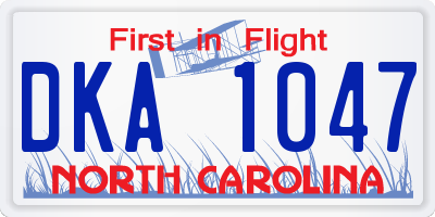 NC license plate DKA1047