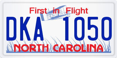 NC license plate DKA1050