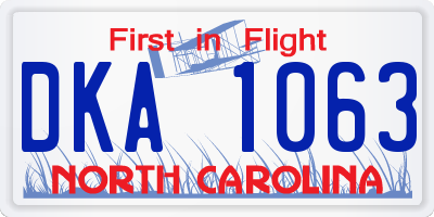 NC license plate DKA1063