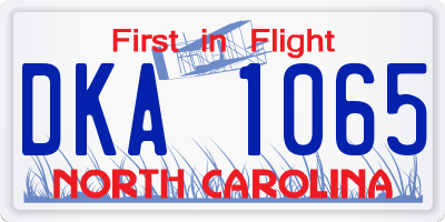 NC license plate DKA1065