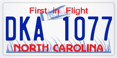 NC license plate DKA1077