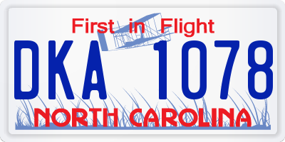 NC license plate DKA1078