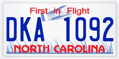 NC license plate DKA1092