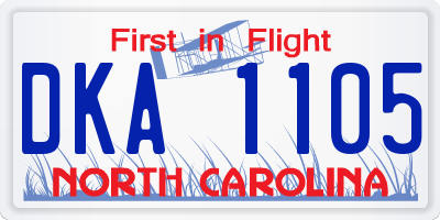 NC license plate DKA1105