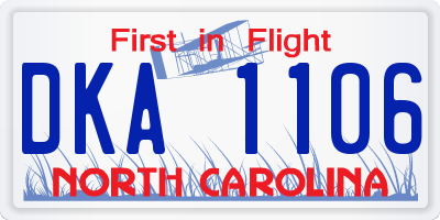 NC license plate DKA1106