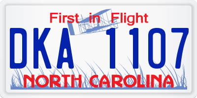 NC license plate DKA1107