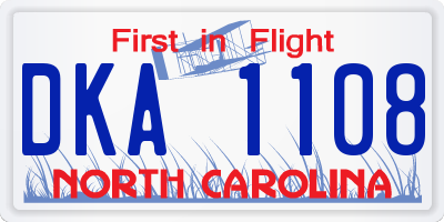NC license plate DKA1108