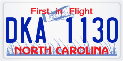 NC license plate DKA1130