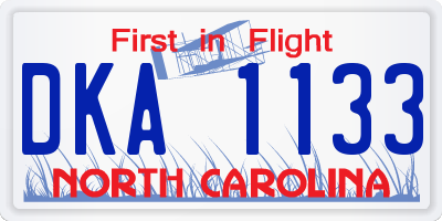 NC license plate DKA1133
