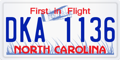NC license plate DKA1136