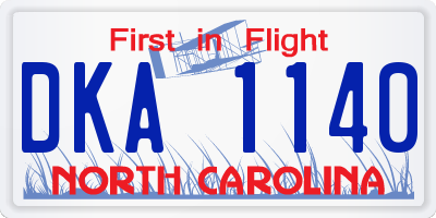 NC license plate DKA1140