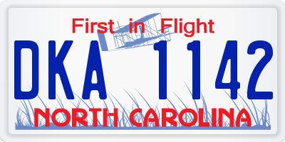NC license plate DKA1142