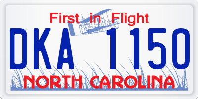 NC license plate DKA1150