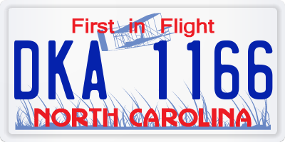 NC license plate DKA1166