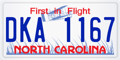 NC license plate DKA1167