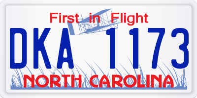 NC license plate DKA1173