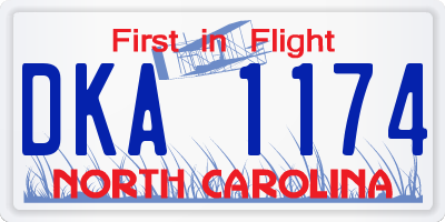 NC license plate DKA1174