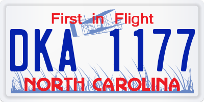 NC license plate DKA1177