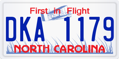 NC license plate DKA1179