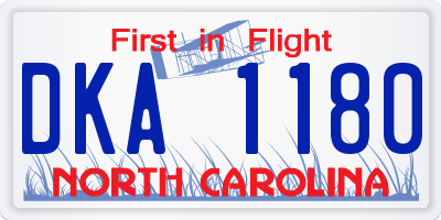 NC license plate DKA1180