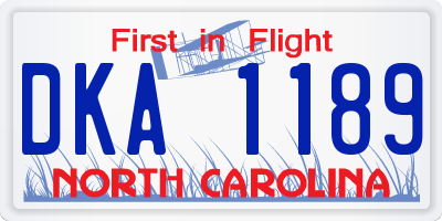 NC license plate DKA1189