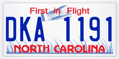 NC license plate DKA1191