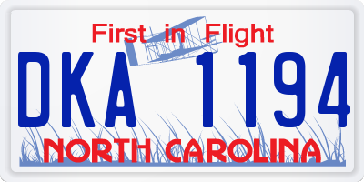 NC license plate DKA1194